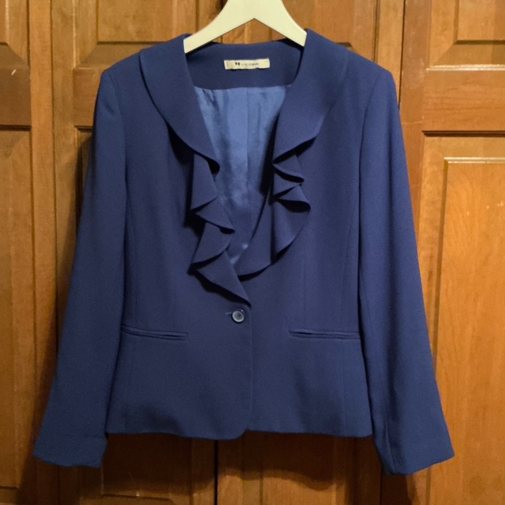 Peter Nygard Royal Blue Ruffled Blazer
